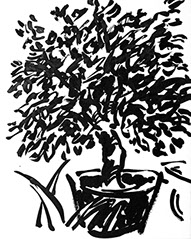 Afbeelding van een citroenboom, met Chinese inkt getekend, De citroenboom - 15