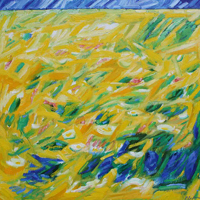 afbeelding van olieverf op linnen, Paardenbloemen