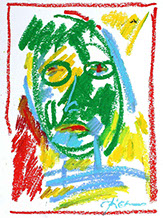 tekening in oliepastelkrijt, Masker