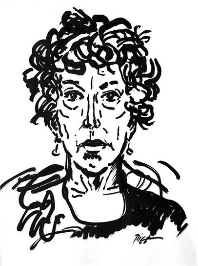 Portret in Chinese inkt op papier, Martha: geschreven portret