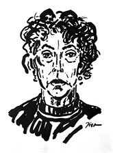 Portret in Chinese inkt op papier, Martha: geschreven portret