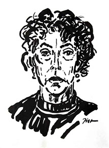 Portret in Chinese inkt op papier, Martha: geschreven portret