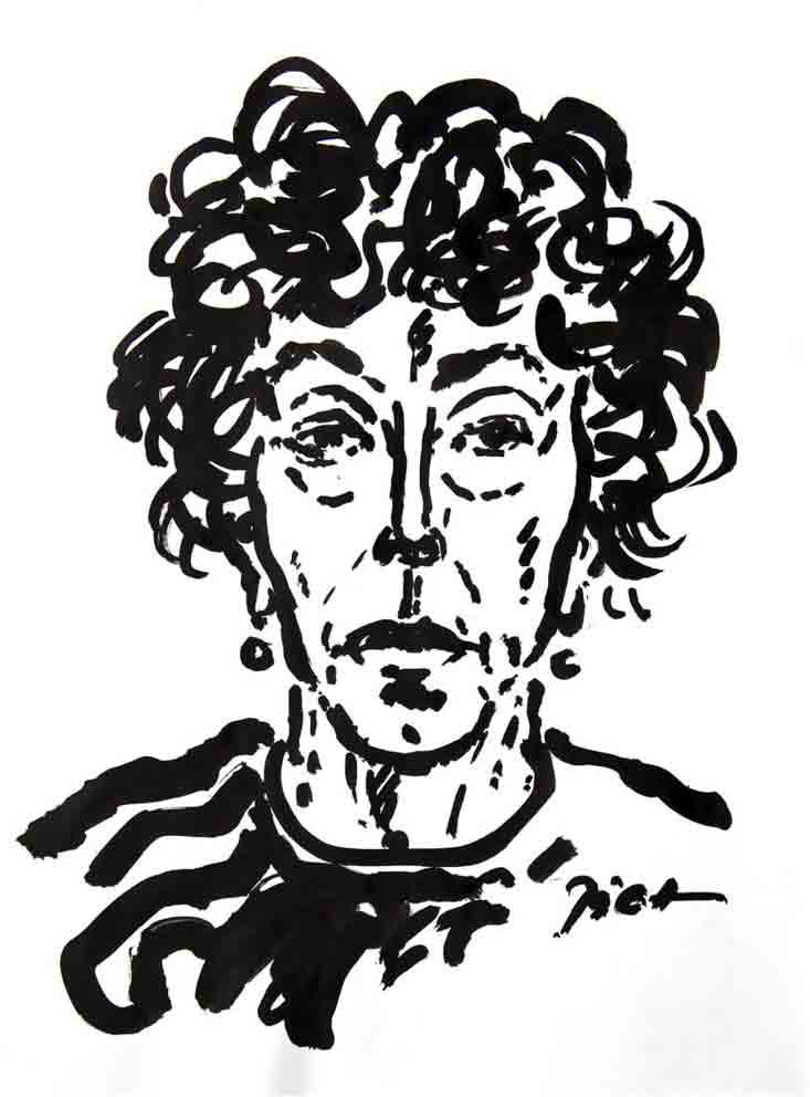 Portret in Chinese inkt op papier, Martha: geschreven portret