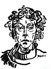 Portret in Chinese inkt op papier, Martha: geschreven portret