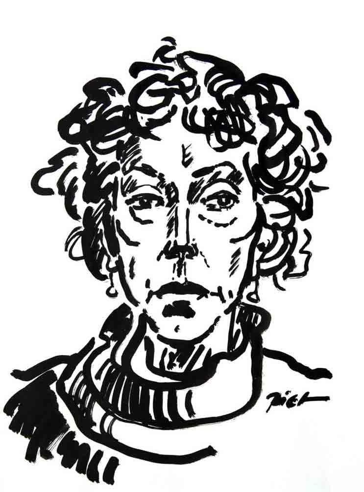 Portret in Chinese inkt op papier, Martha: geschreven portret