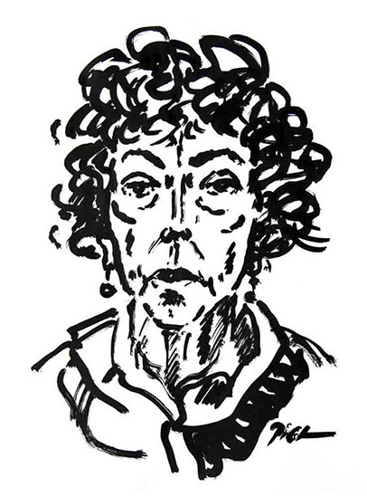 Portret in Chinese inkt op papier, Martha: geschreven portret