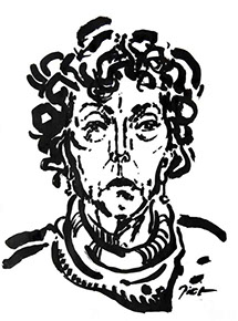 Portret in Chinese inkt op papier, Martha: geschreven portret