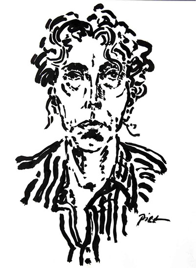 Portret in Chinese inkt op papier, Martha: geschreven portret