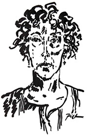 Portret in Chinese inkt op papier, Martha: geschreven portret