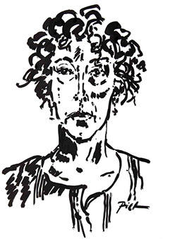 Portret in Chinese inkt op papier, Martha: geschreven portret