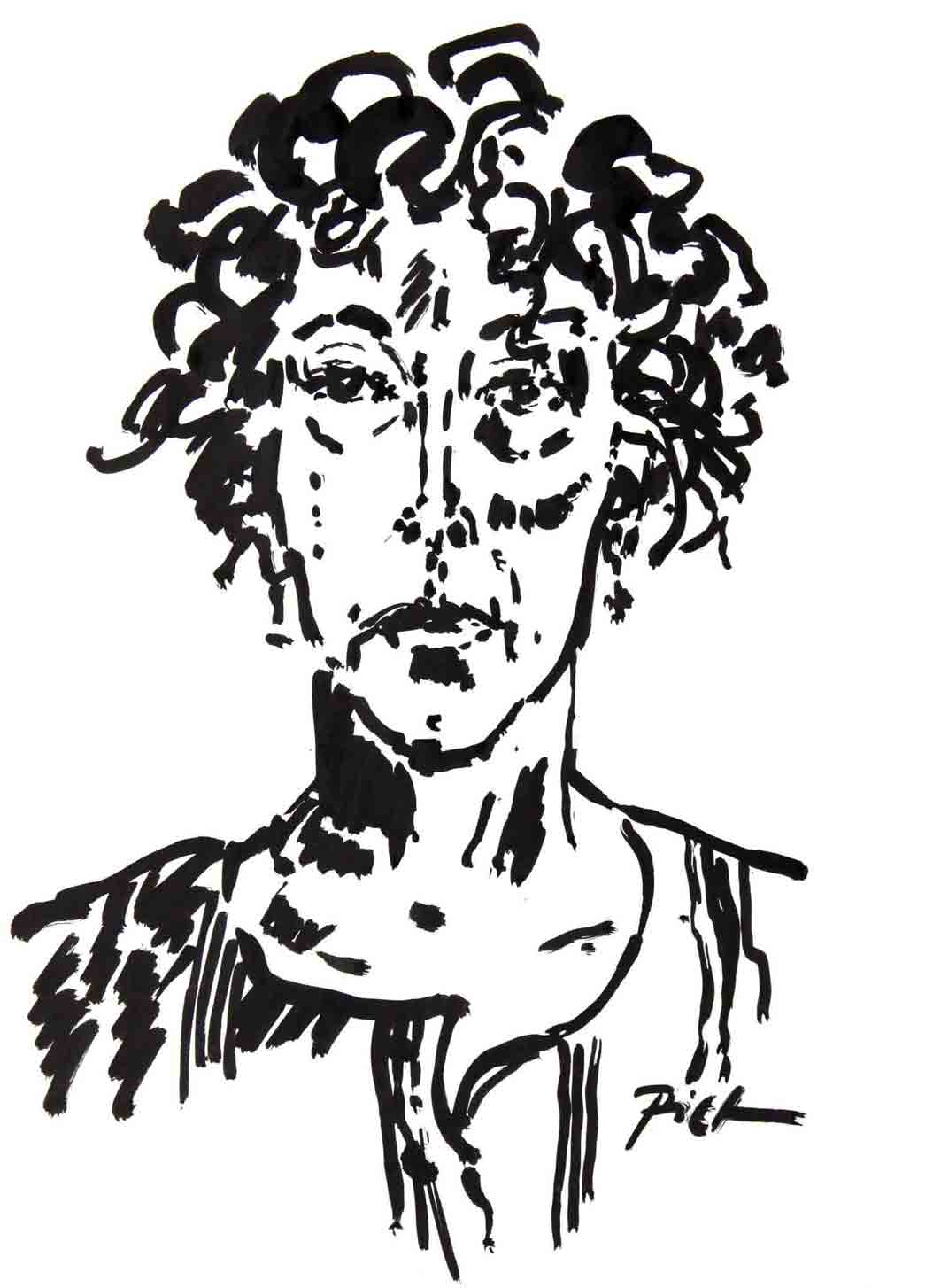 Portret in Chinese inkt op papier, Martha: geschreven portret