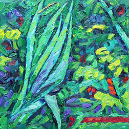 afbeelding van: Piet Snoeren, Chaotische tuin, olieverf