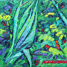 afbeelding van: Piet Snoeren, Chaotische tuin, olieverf