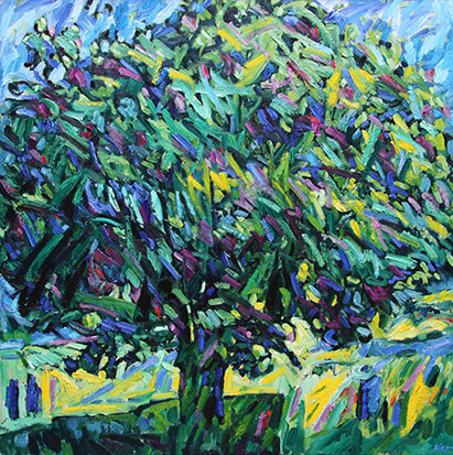 afbeelding van olieverf op linnen De Boom, 150 x 150 cm