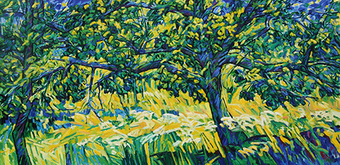 afbeelding van olieverf op linnen L'arbre de la promenade matinale, 300 x 150 cm
