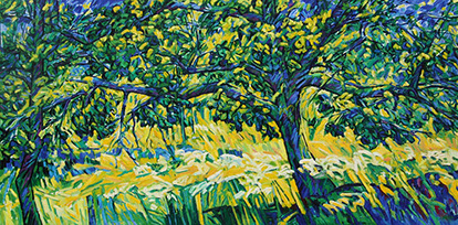 afbeelding van olieverf op linnen L'arbre de la promenade matinale, 300 x 150 cm