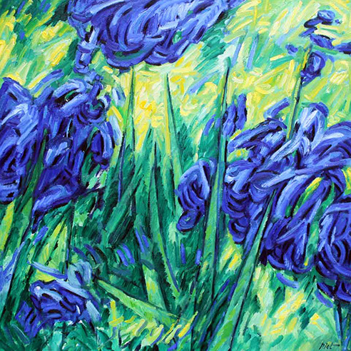 afbeelding van olieverf op linnen, Irissen