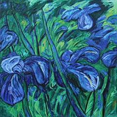 Afbeelding van een schilderij, thema: levensdrift, titel Irissen