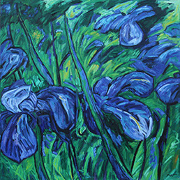 Afbeelding van een schilderij, thema: levensdrift, titel Irissen