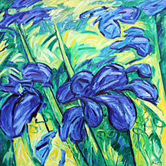 Afbeelding van een schilderij, thema: levensdrift, titel Irissen