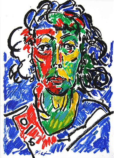 Portret in oliepastelkrijt, Martha