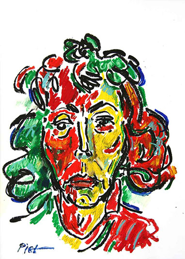 Portret in oliepastelkrijt, Martha