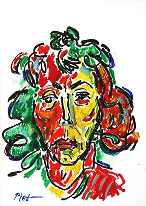 Portret in oliepastelkrijt, Martha