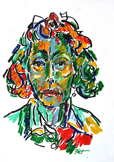 Portret in oliepastelkrijt, Martha