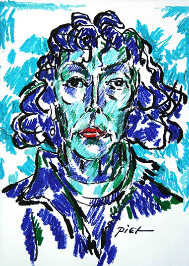 Portret in oliepastelkrijt, Martha