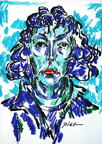 Portret in oliepastelkrijt, Martha