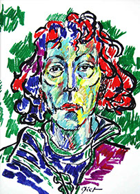 Portret in oliepastelkrijt, Martha