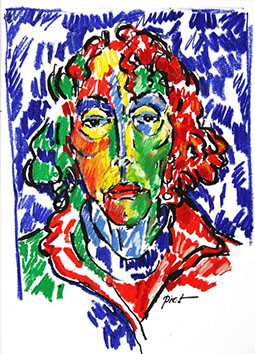 Portret in oliepastelkrijt, Martha