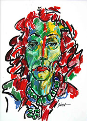 Portret in oliepastelkrijt, Martha