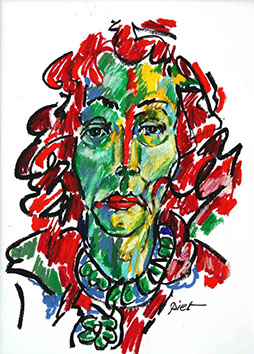 Portret in oliepastelkrijt, Martha