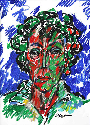 Portret in oliepastelkrijt, Martha