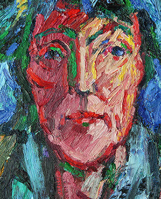 Portret in olieverf, Martha, 2016. Detail.