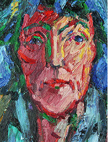 Portret in olieverf, Martha, 2016. Detail.