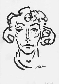 Portretstudie in Chinese inkt, Martha