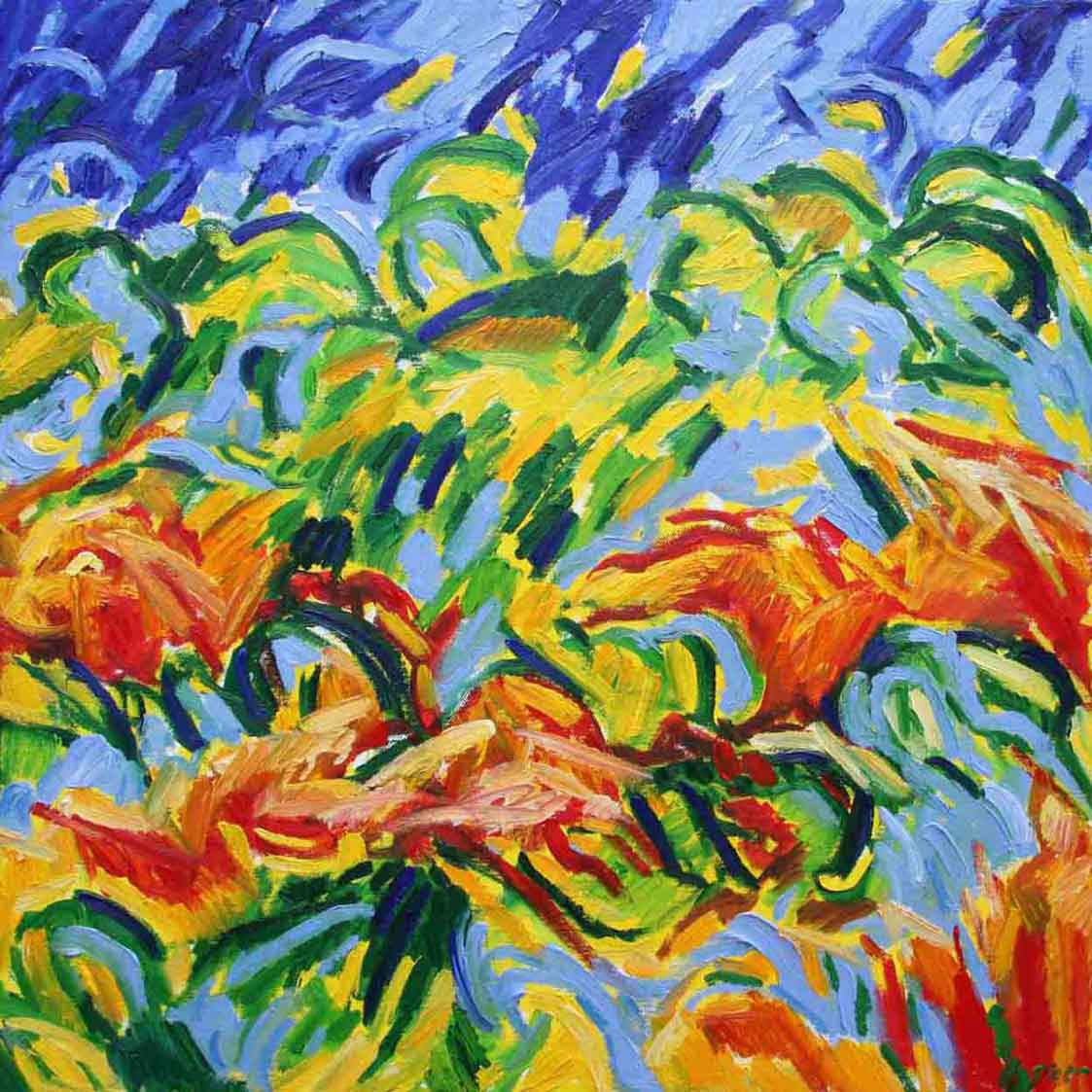 afbeelding van schilderij in olieverf op linnen, Structuren van Chaos no. 6