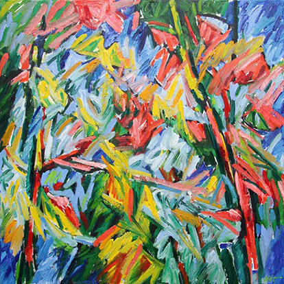 afbeelding van schilderij in olieverf op linnen, Structuren van Chaos no. 7