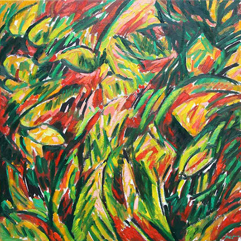 afbeelding van schilderij in olieverf op linnen, Structuren van Chaos no. 8