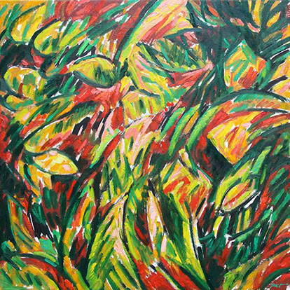 afbeelding van schilderij in olieverf op linnen, Structuren van Chaos no. 8