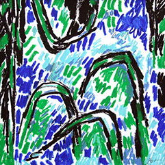 Afbeelding van tekening met oliepastelkrijt, Structuren van Chaos no. 70