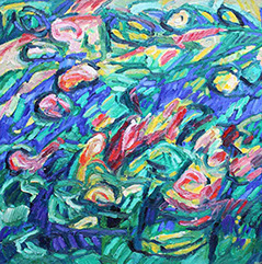 Afbeelding van een schilderij, thema: levensdrift, titel Kleurensymfonie