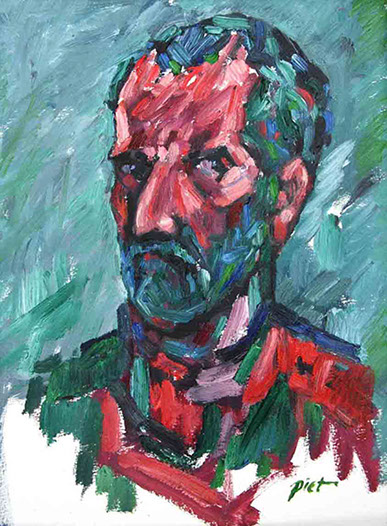 olieverf op papier, Zelfportret