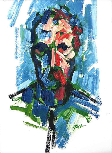 olieverf op papier, Zelfportret