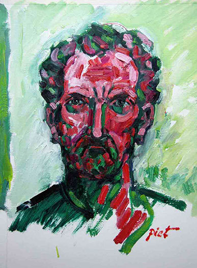 olieverf op papier, Zelfportret