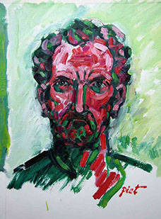 olieverf op papier, Zelfportret