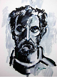 olieverf op papier, Zelfportret