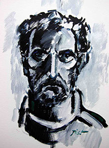 olieverf op papier, Zelfportret